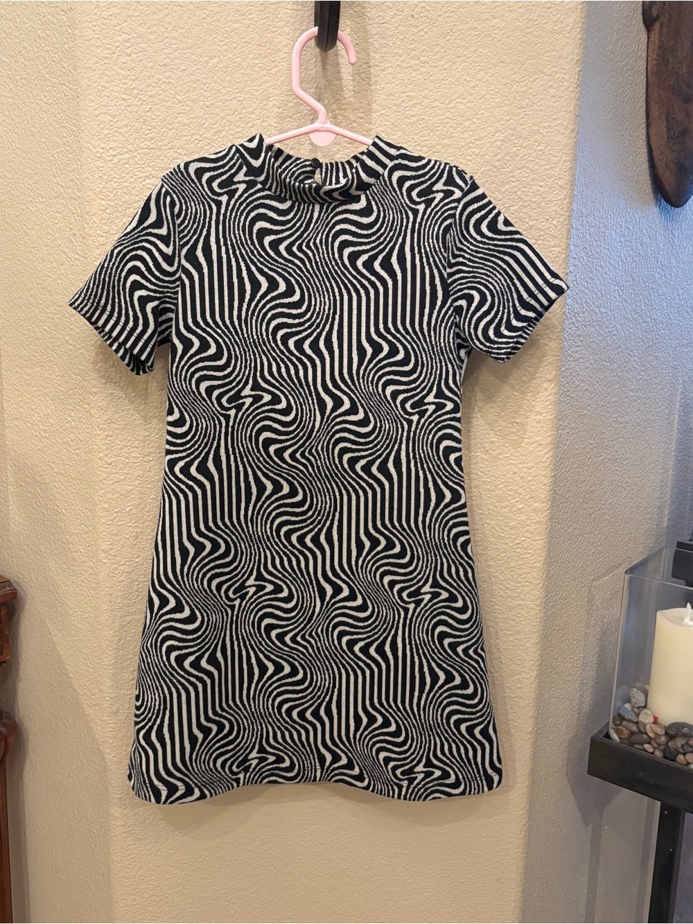 Zara Girls Kids Black & White Wave-Print Artsy Dress Size 8Y